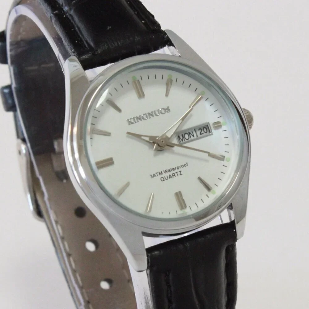 Women's Contemporary Dress Watch Silver With Black Strap 28mm
